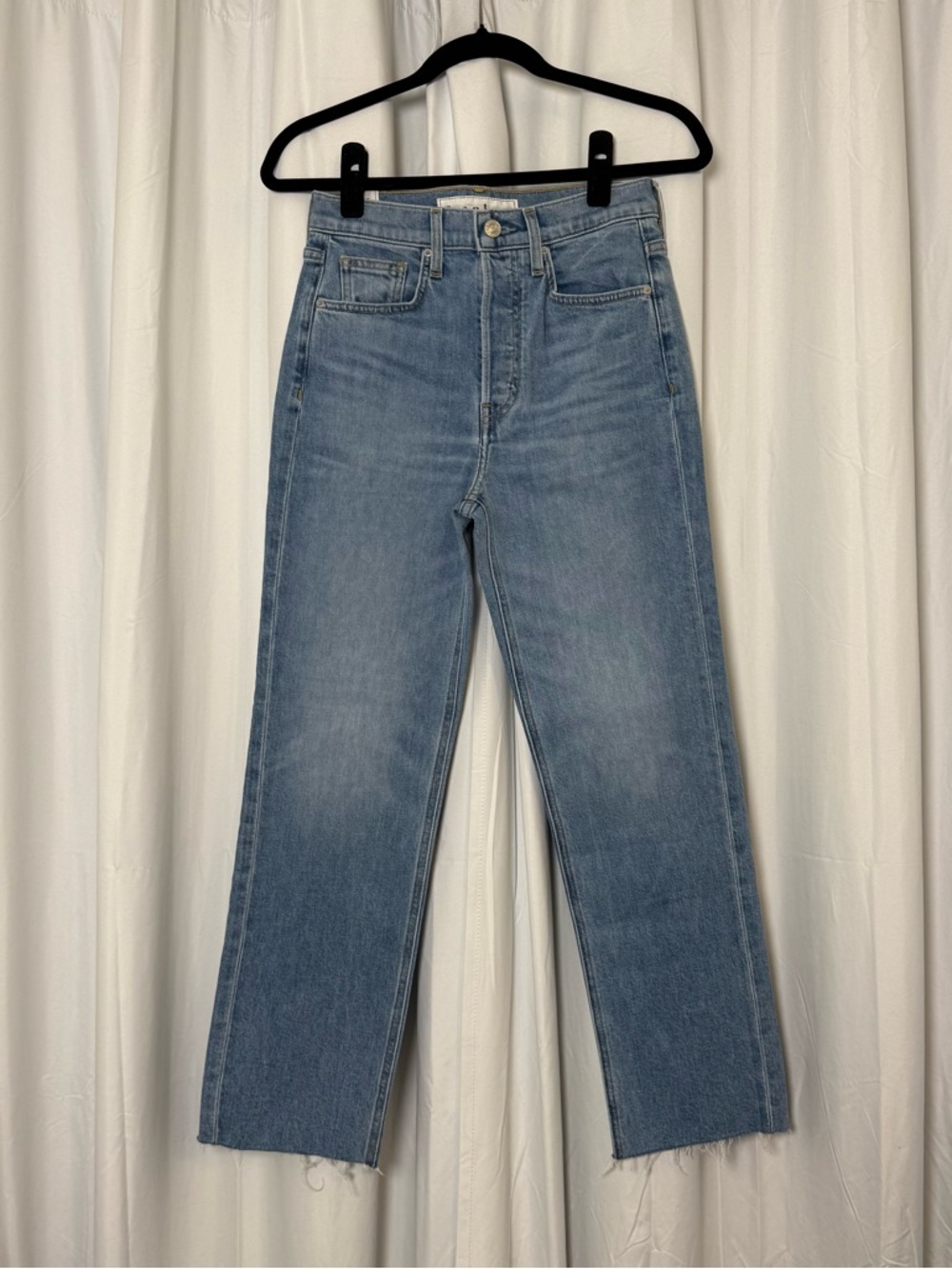 Frank & Eileen Monaghan Jeans 26 High Rise Straight Leg Crop Raw Hem Denim